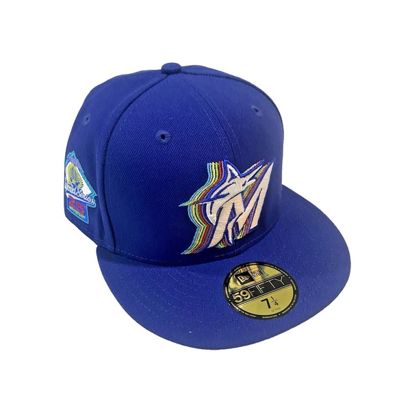 New Era Other - New Era MLB Marlins 59Fifty 25th Anniversary WS Cap 7 1/4 Multi-Color "M" Shadow